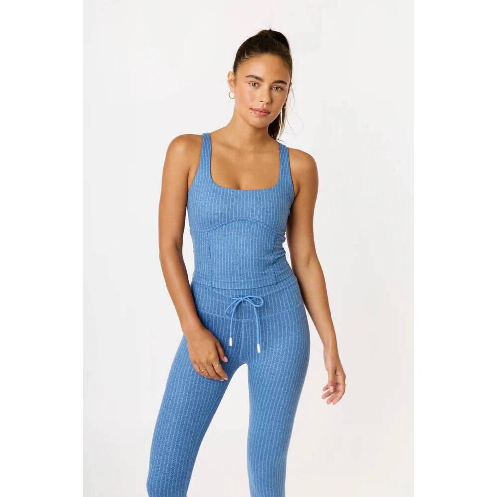 NEW CREAM YOGA jane bustier bra tank top in blue